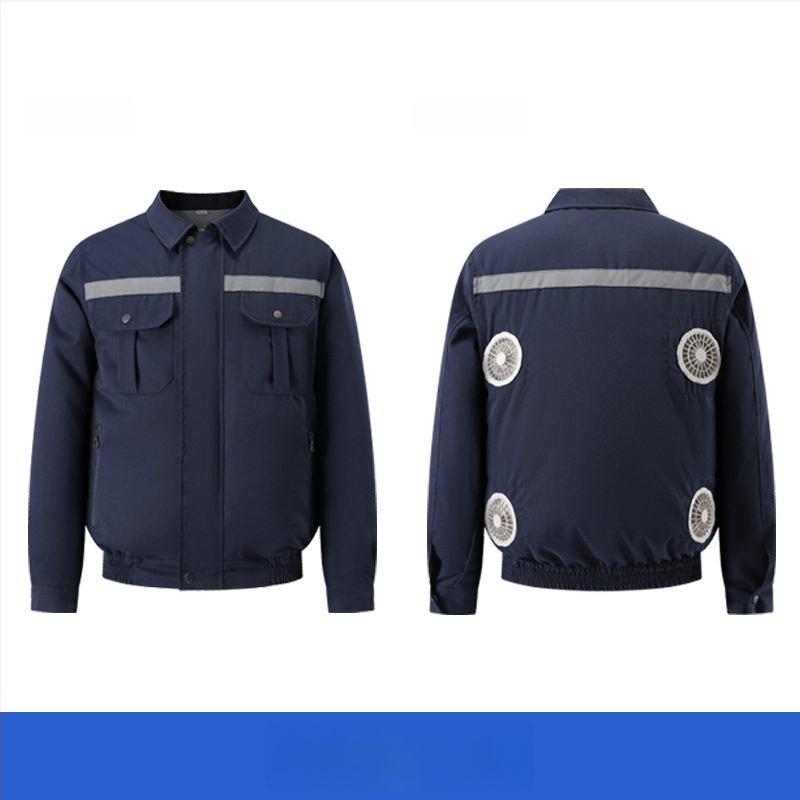 Palton de lucru masculin de vară cu patru ventilatoare pentru răcire, protecție reflectivă solară, 100% poliester