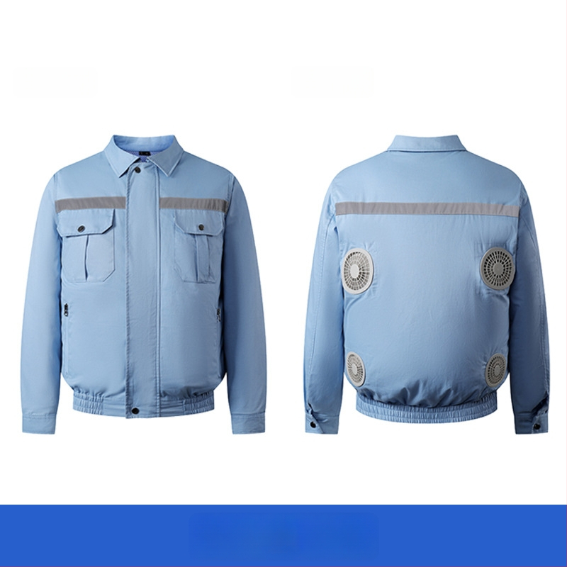 Palton de lucru masculin de vară cu patru ventilatoare pentru răcire, protecție reflectivă solară, 100% poliester