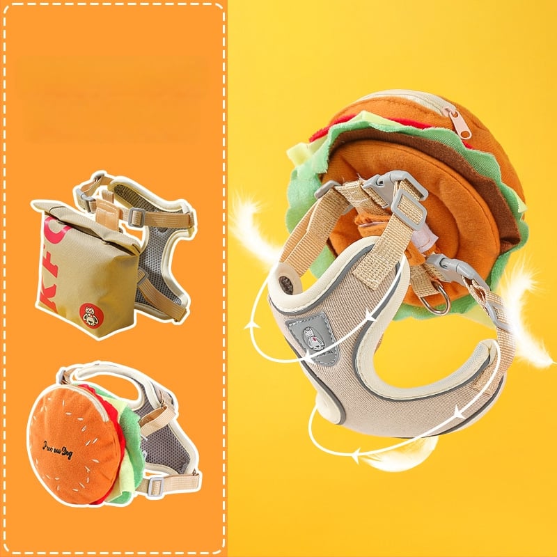 Регулируема жилетка за кучета с 3D дизайн на карикатура, нейлонов регулируем гръден ремък, вградена раница за малки кучета, каишка за разходки