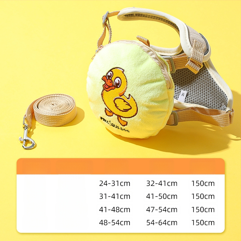 Регулируема жилетка за кучета с 3D дизайн на карикатура, нейлонов регулируем гръден ремък, вградена раница за малки кучета, каишка за разходки