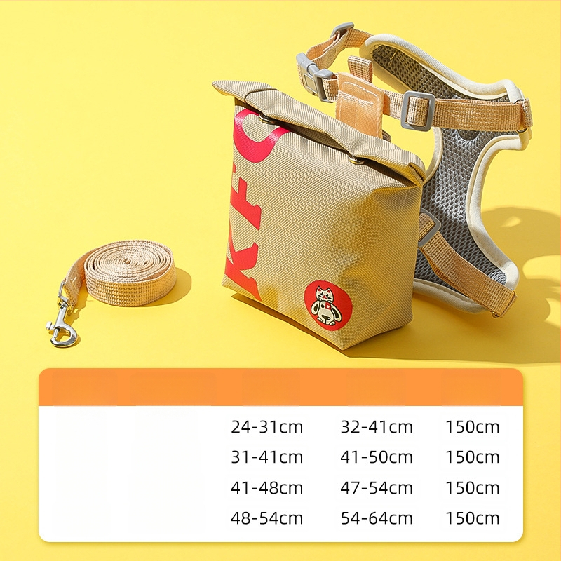 Регулируема жилетка за кучета с 3D дизайн на карикатура, нейлонов регулируем гръден ремък, вградена раница за малки кучета, каишка за разходки