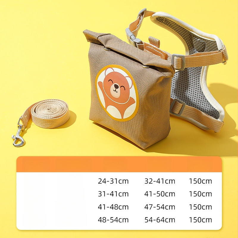 Регулируема жилетка за кучета с 3D дизайн на карикатура, нейлонов регулируем гръден ремък, вградена раница за малки кучета, каишка за разходки