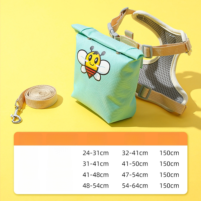 Регулируема жилетка за кучета с 3D дизайн на карикатура, нейлонов регулируем гръден ремък, вградена раница за малки кучета, каишка за разходки