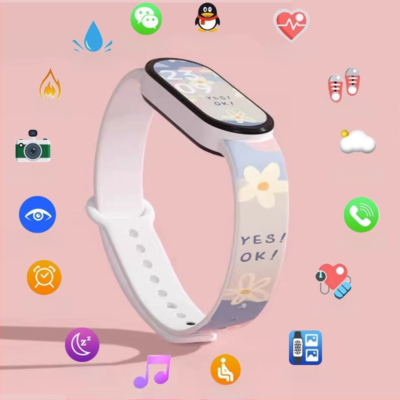 M8 pametni narukvica: brojanje koraka, otkucaji srca, krvni tlak, SpO2 i praćenje sna; Bluetooth s Android kompatibilnošću; silikonska narukvica; do 7 dana trajanja baterije; dnevna vodootpornost