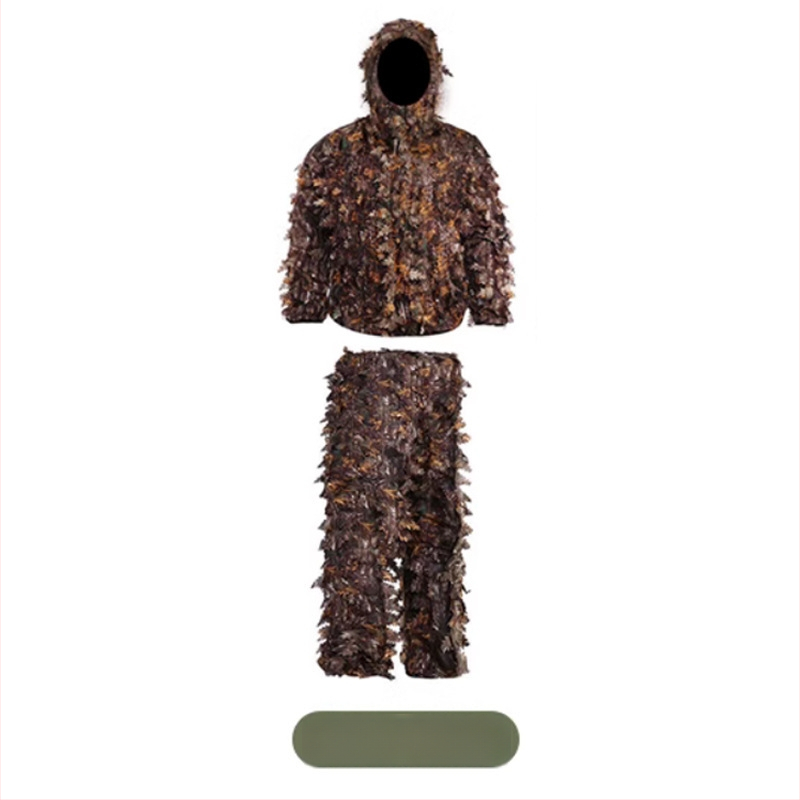 Унисекс външен камуфлажен ghillie костюм с 3D листна шарка, полиестерна материя, дишащ и износоустойчив, за къмпинг, риболов и лов