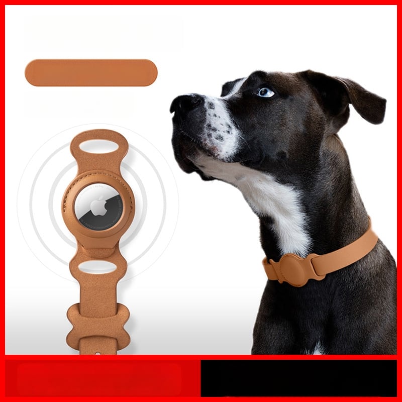 AirTag защитен калъф за домашни любимци, кожен, за носене около врата, анти-изгубване/анти-надраскване/анти-износване