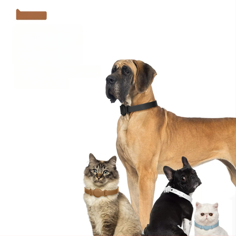 AirTag защитен калъф за домашни любимци, кожен, за носене около врата, анти-изгубване/анти-надраскване/анти-износване