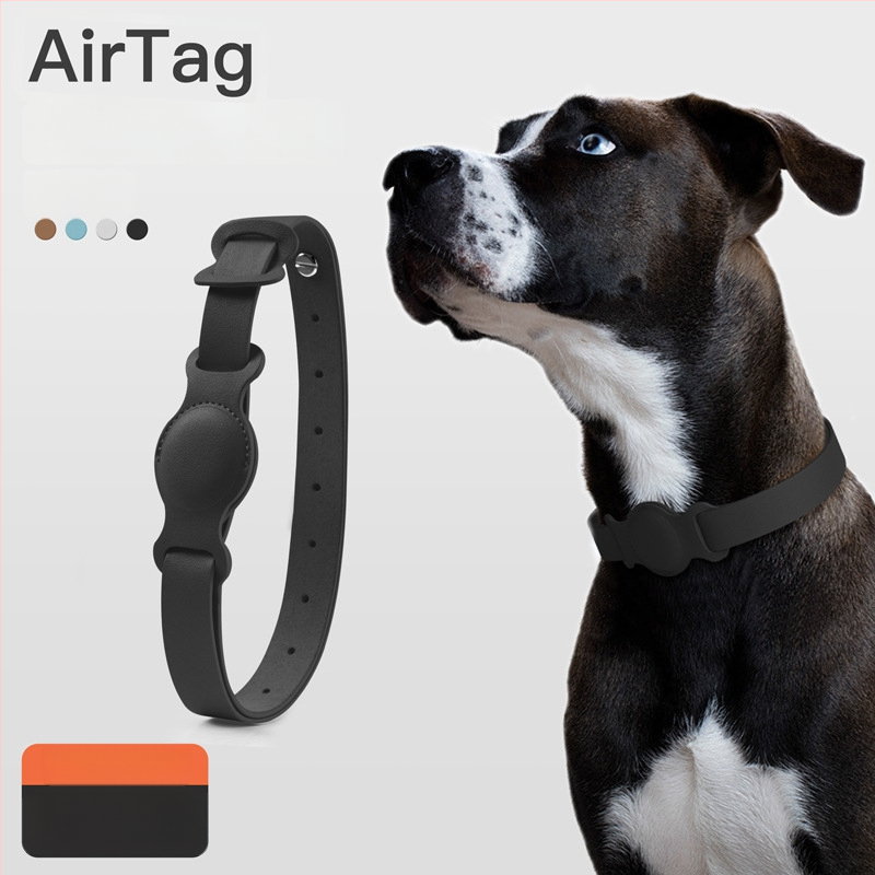AirTag защитен калъф за домашни любимци, кожен, за носене около врата, анти-изгубване/анти-надраскване/анти-износване