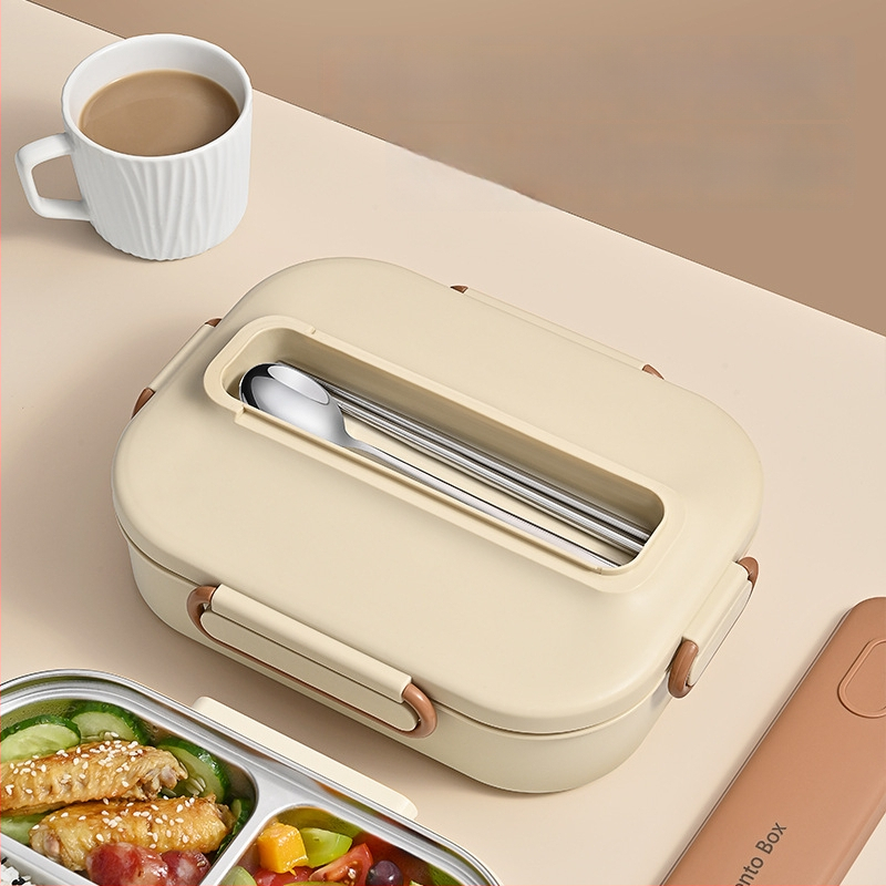 Термоизолирана кутия за обяд от 304 неръждаема стомана, правоъгълна с разделения, капацитет 1–2 л, микровълнова безопасна