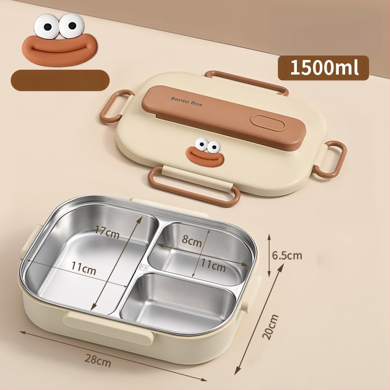 Термоизолирана кутия за обяд от 304 неръждаема стомана, правоъгълна с разделения, капацитет 1–2 л, микровълнова безопасна