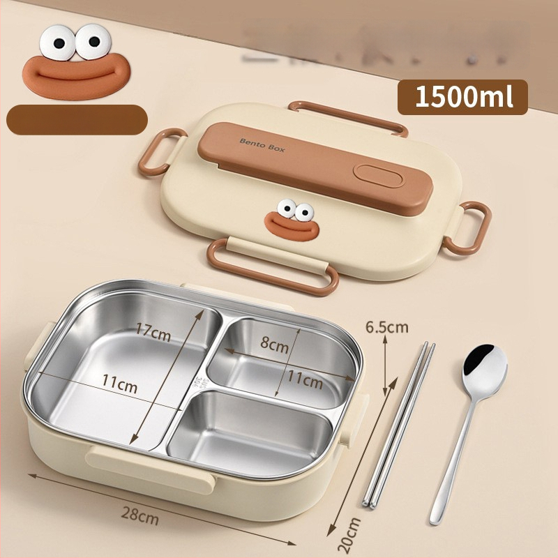 Термоизолирана кутия за обяд от 304 неръждаема стомана, правоъгълна с разделения, капацитет 1–2 л, микровълнова безопасна