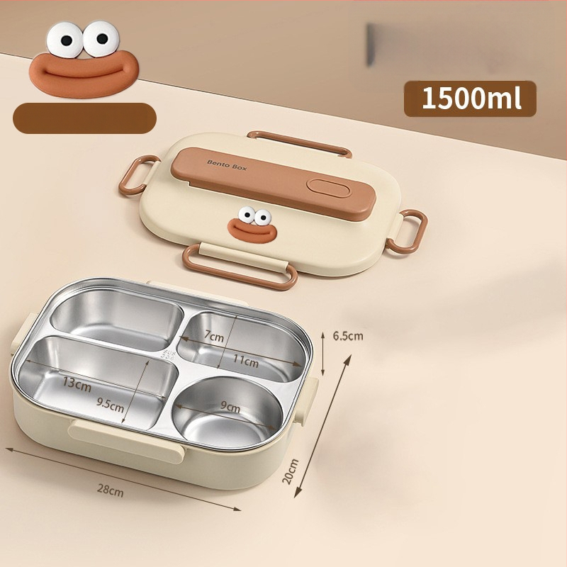 Термоизолирана кутия за обяд от 304 неръждаема стомана, правоъгълна с разделения, капацитет 1–2 л, микровълнова безопасна