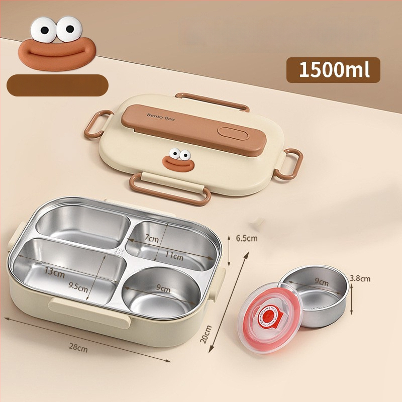 Термоизолирана кутия за обяд от 304 неръждаема стомана, правоъгълна с разделения, капацитет 1–2 л, микровълнова безопасна