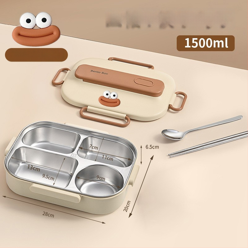 Термоизолирана кутия за обяд от 304 неръждаема стомана, правоъгълна с разделения, капацитет 1–2 л, микровълнова безопасна