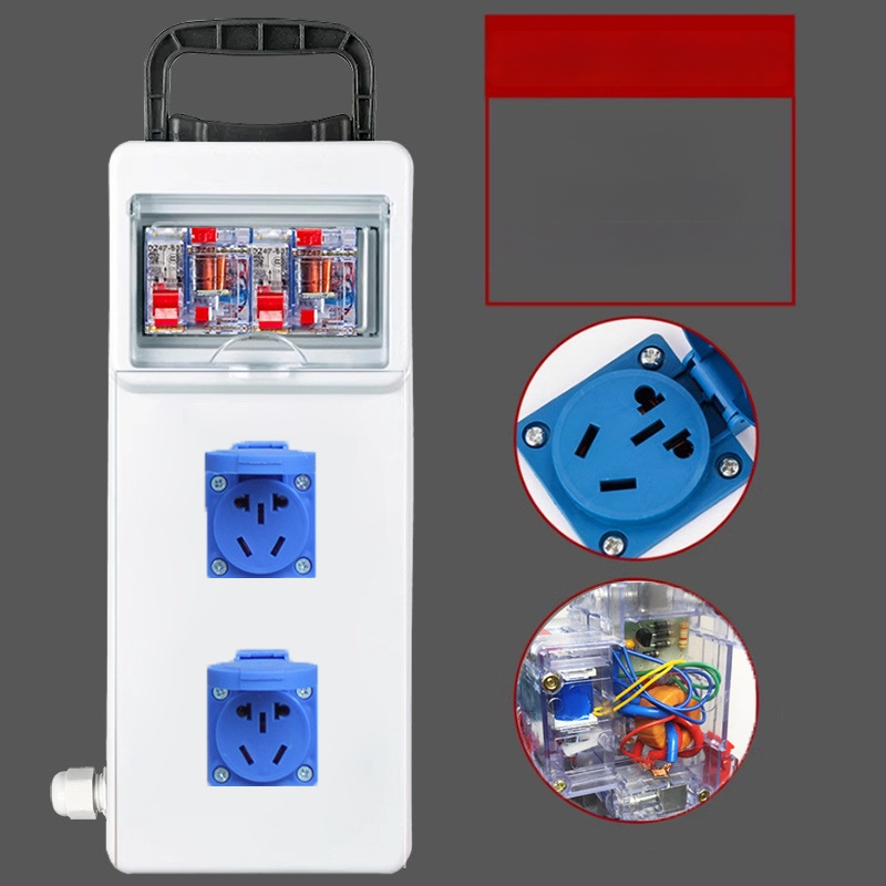 Портативна кутия за строителна площадка с защита срещу токов теч, IP54 водоустойчивост, монтаж на повърхността, поликарбонатов корпус, гнезда за включване