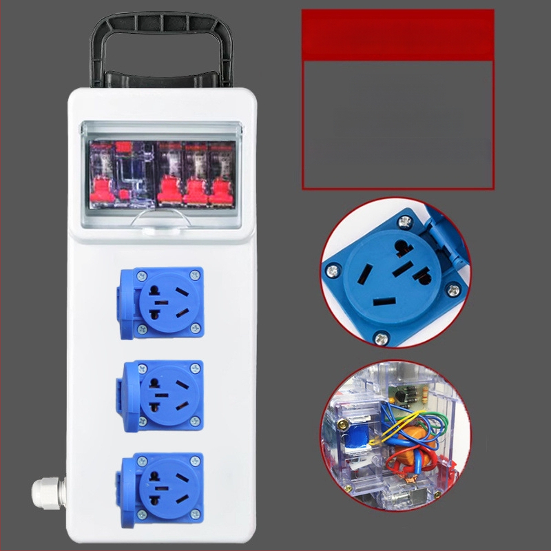 Портативна кутия за строителна площадка с защита срещу токов теч, IP54 водоустойчивост, монтаж на повърхността, поликарбонатов корпус, гнезда за включване