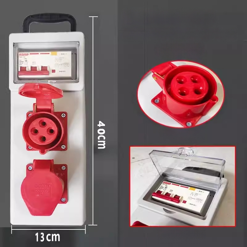 Портативна кутия за строителна площадка с защита срещу токов теч, IP54 водоустойчивост, монтаж на повърхността, поликарбонатов корпус, гнезда за включване