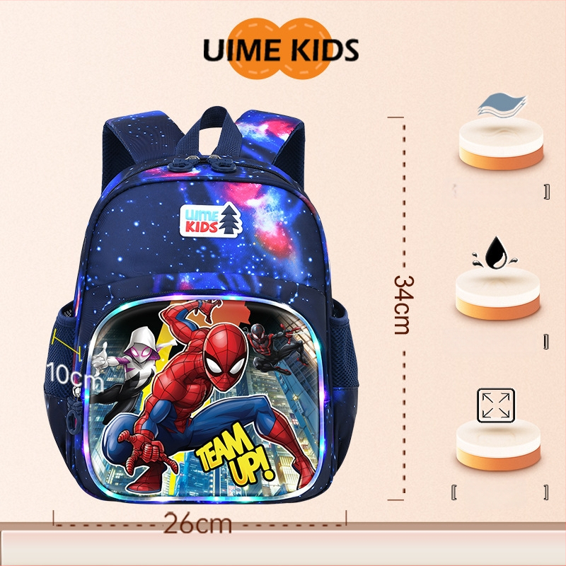 Dječji školski ruksak s Spider-Man otiskom, crtani stil (unisex, za učenike 1.–2. razreda, najlon, prozračan, reflektirajući za noćnu sigurnost)