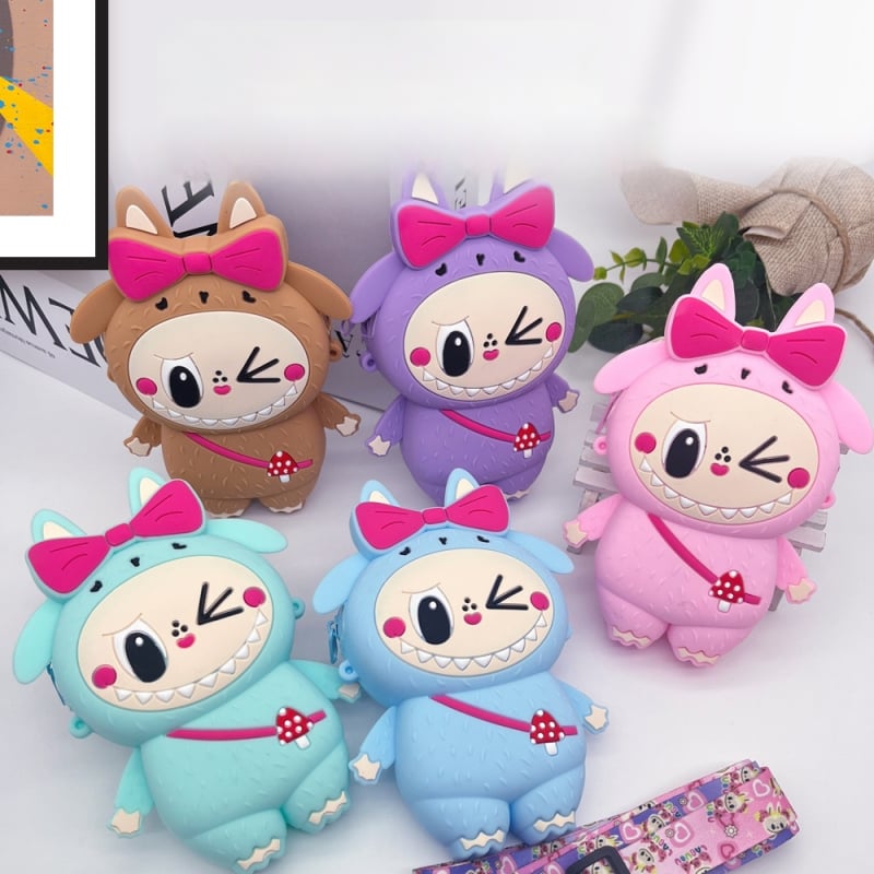 Silikoninė monetų piniginė per petį, anime raštas, gatvės stilius, unisex, atspari vandeniui ir dėvėjimuisi