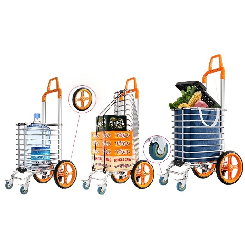 Cărucior de cumpărături pliabil din aliaj de aluminiu | capacitate 50 kg | design modern minimalist | Jie anxi