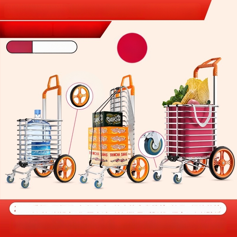 Cărucior de cumpărături pliabil din aliaj de aluminiu | capacitate 50 kg | design modern minimalist | Jie anxi