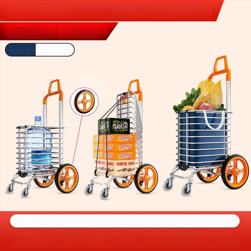 Cărucior de cumpărături pliabil din aliaj de aluminiu | capacitate 50 kg | design modern minimalist | Jie anxi