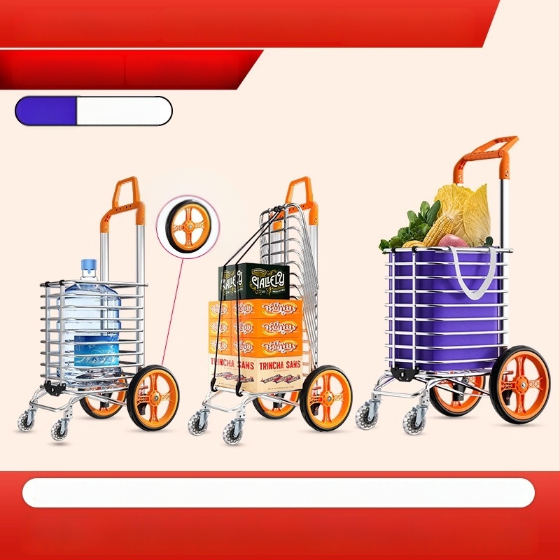 Cărucior de cumpărături pliabil din aliaj de aluminiu | capacitate 50 kg | design modern minimalist | Jie anxi