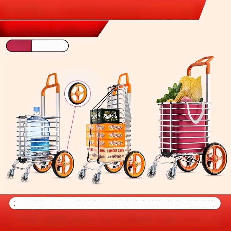 Cărucior de cumpărături pliabil din aliaj de aluminiu | capacitate 50 kg | design modern minimalist | Jie anxi