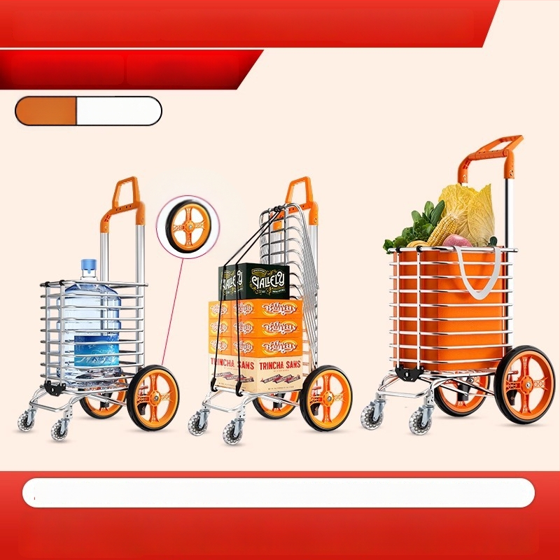 Cărucior de cumpărături pliabil din aliaj de aluminiu | capacitate 50 kg | design modern minimalist | Jie anxi