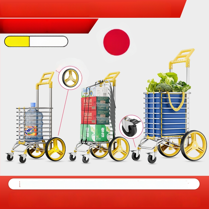 Cărucior de cumpărături pliabil din aliaj de aluminiu | capacitate 50 kg | design modern minimalist | Jie anxi