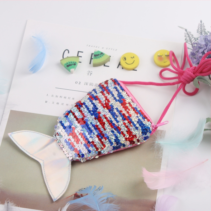 Undinėlės uodegos crossbody krepšys mergaitei, blizgučiai, geometrinis raštas, poliesterio pamušalas