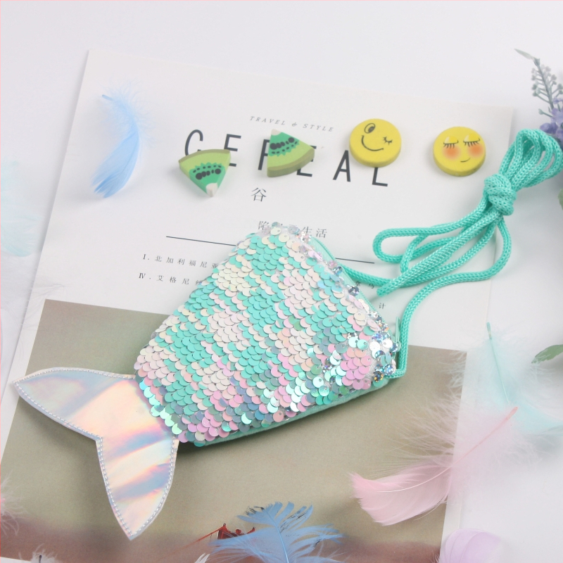 Undinėlės uodegos crossbody krepšys mergaitei, blizgučiai, geometrinis raštas, poliesterio pamušalas