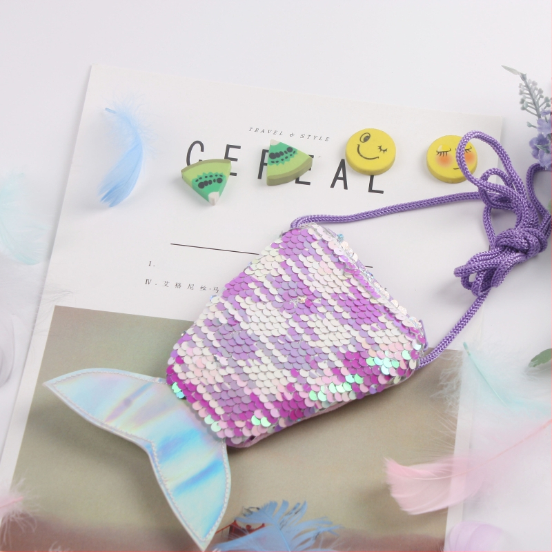 Undinėlės uodegos crossbody krepšys mergaitei, blizgučiai, geometrinis raštas, poliesterio pamušalas