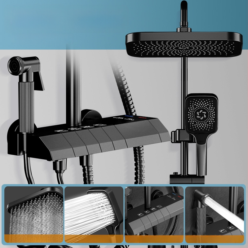 Σετ ντους μπάνιου από χαλκό, εντοιχισμένος στον τοίχο, ψηφιακή οθόνη, σταθερή θερμοκρασία, ντους βροχής