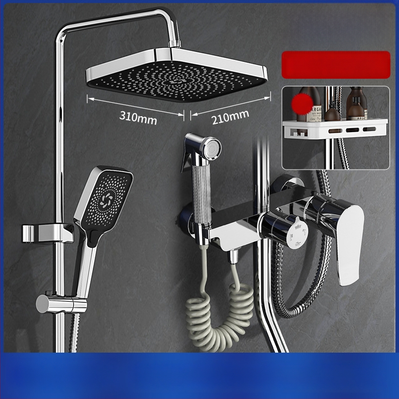 Σετ ντους μπάνιου από χαλκό, εντοιχισμένος στον τοίχο, ψηφιακή οθόνη, σταθερή θερμοκρασία, ντους βροχής