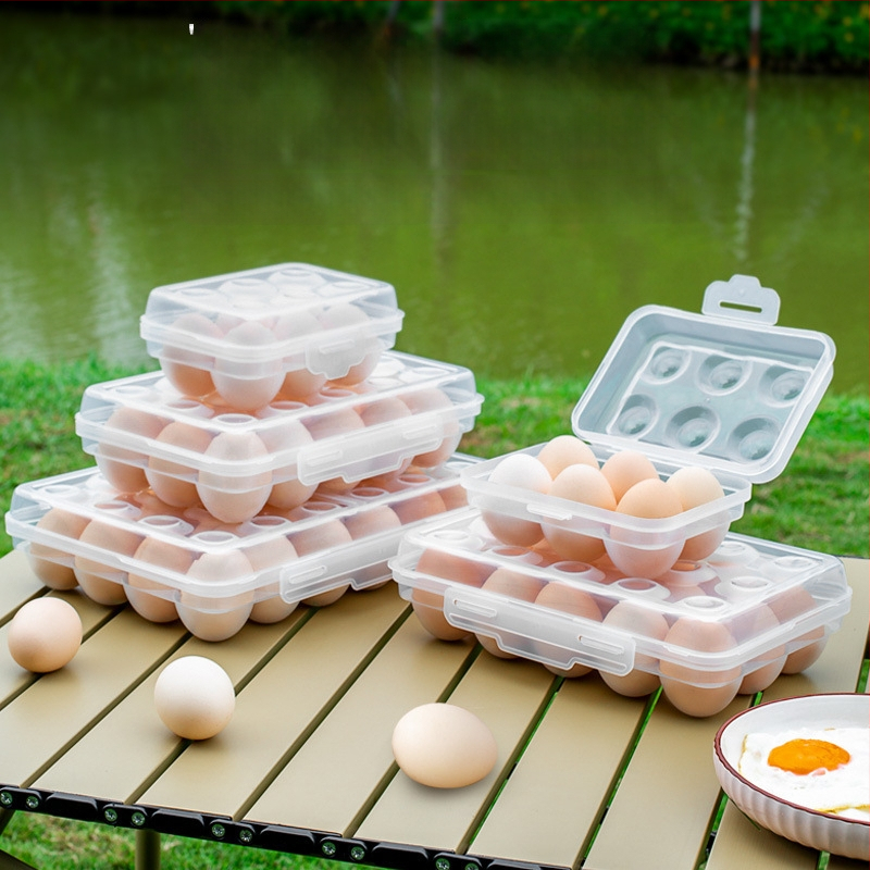 Cutie de depozitare a ouălor pentru camping cu sertar glisant – portabilă, menține prospețimea, etanșă, plastic alimentar
