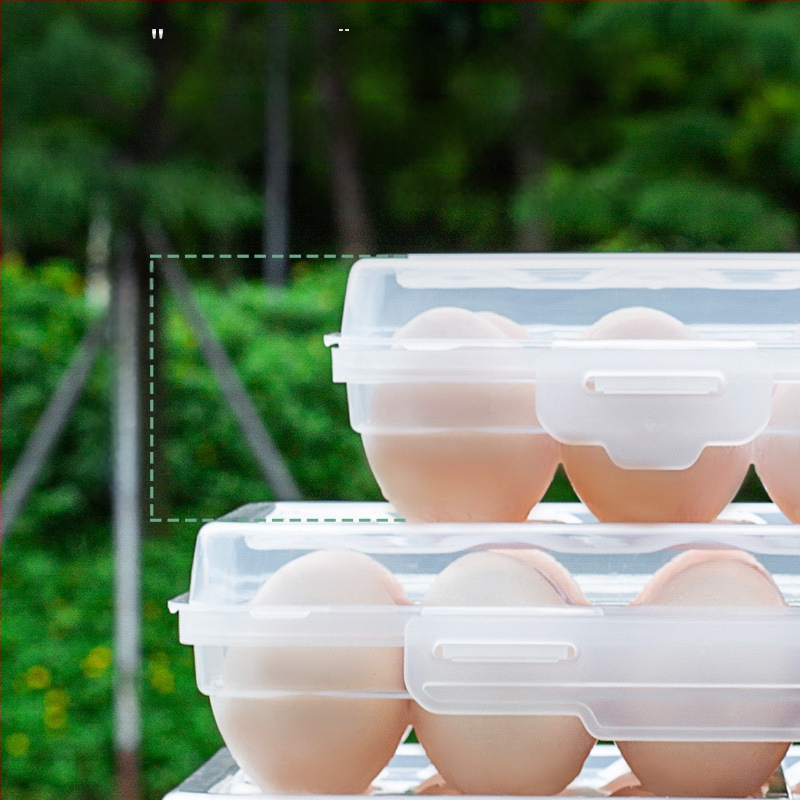 Cutie de depozitare a ouălor pentru camping cu sertar glisant – portabilă, menține prospețimea, etanșă, plastic alimentar