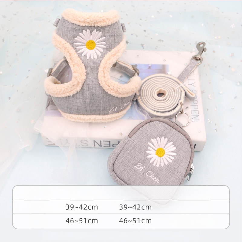 Котешки повод с регулируем разтягащ се механизъм, полиестерно въже, за котки