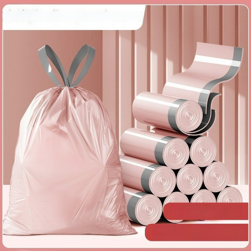 Húzózsinóros szemeteszsák, PE anyag, vastagított, újrahasználható, háztartási használatra