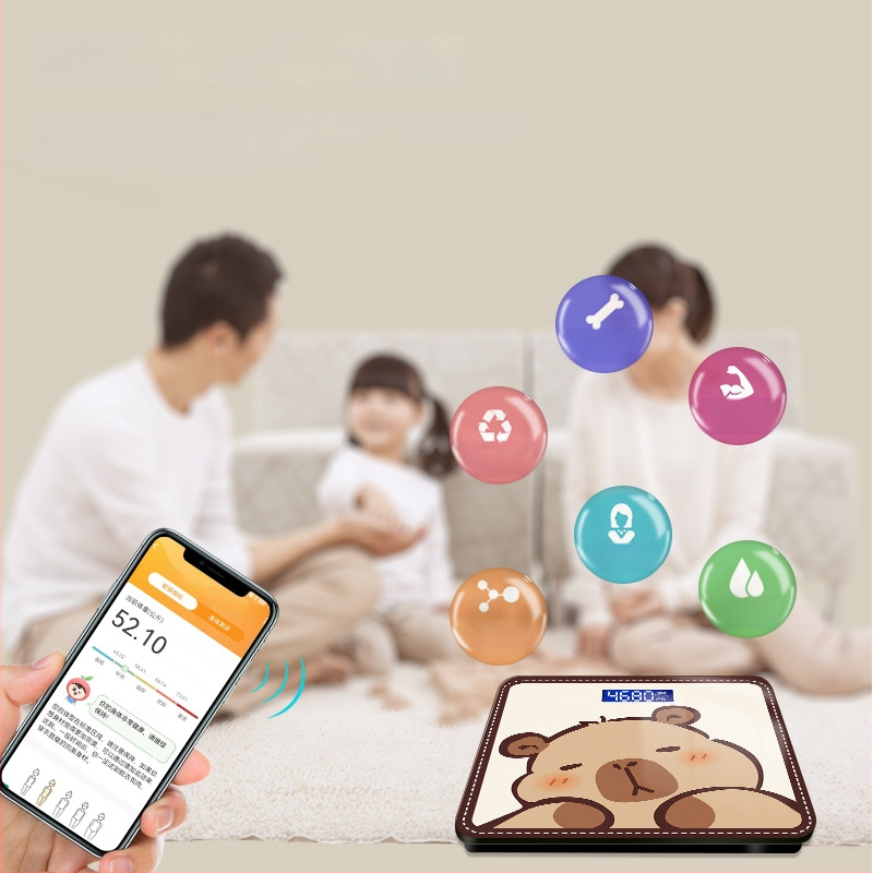 Hongqi HQ-x3006 Везна за телесни мазнини с Bluetooth, HD LCD дисплей, Android съвместимост, USB зареждане/AA батерия, измерване на телесни мазнини и вода