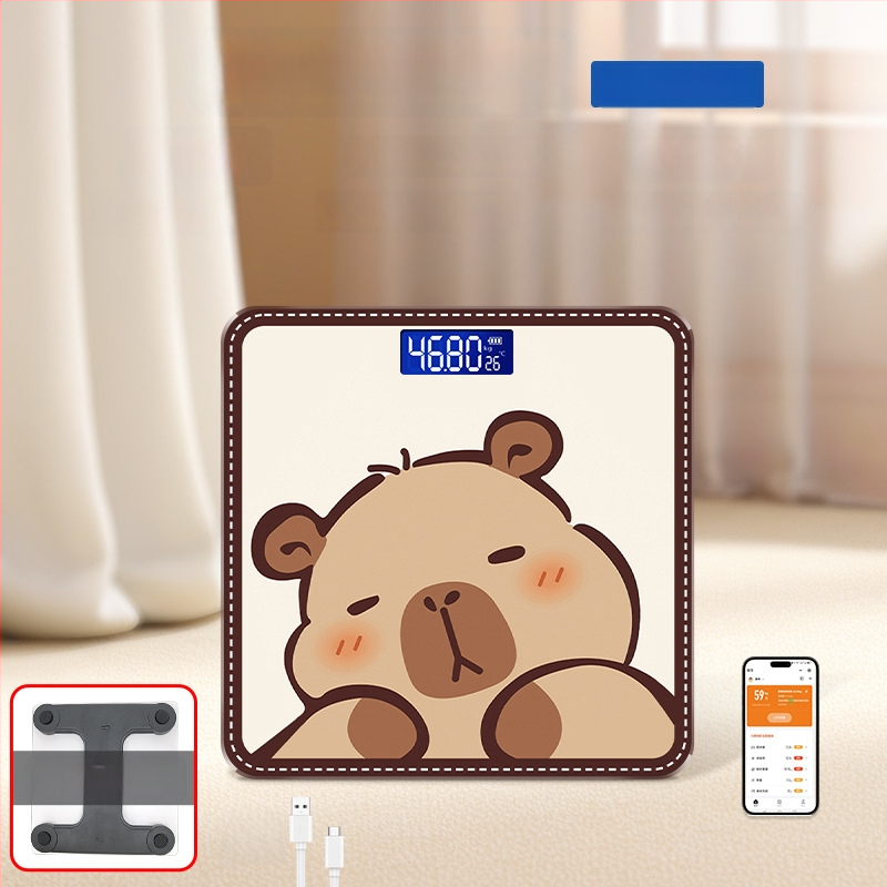 Hongqi HQ-x3006 Везна за телесни мазнини с Bluetooth, HD LCD дисплей, Android съвместимост, USB зареждане/AA батерия, измерване на телесни мазнини и вода