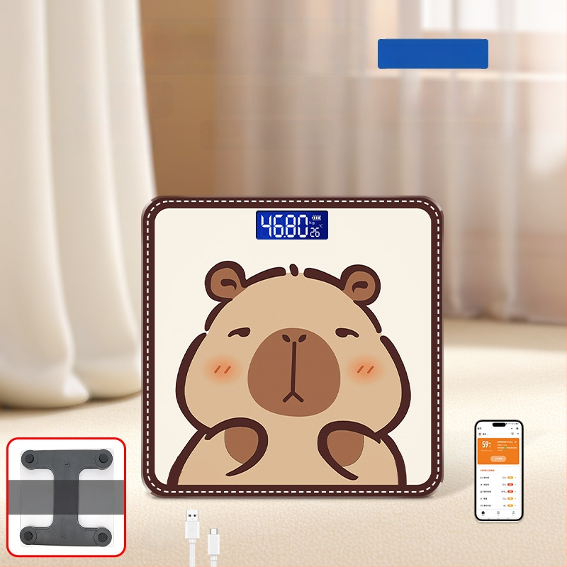 Hongqi HQ-x3006 Везна за телесни мазнини с Bluetooth, HD LCD дисплей, Android съвместимост, USB зареждане/AA батерия, измерване на телесни мазнини и вода