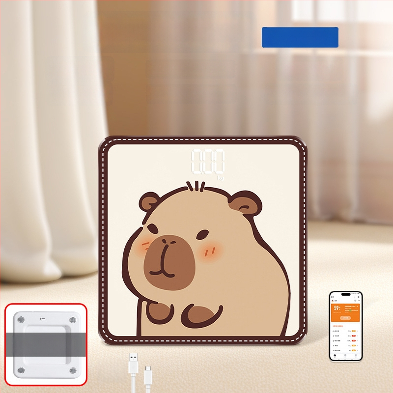 Hongqi HQ-x3006 Везна за телесни мазнини с Bluetooth, HD LCD дисплей, Android съвместимост, USB зареждане/AA батерия, измерване на телесни мазнини и вода