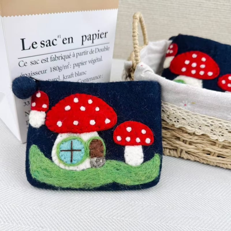 Monetų piniginė iš PU medžiagos, grybų motyvas ir gyvūnų motyvas, DIY kiaulytės dizainas, namų saugojimui