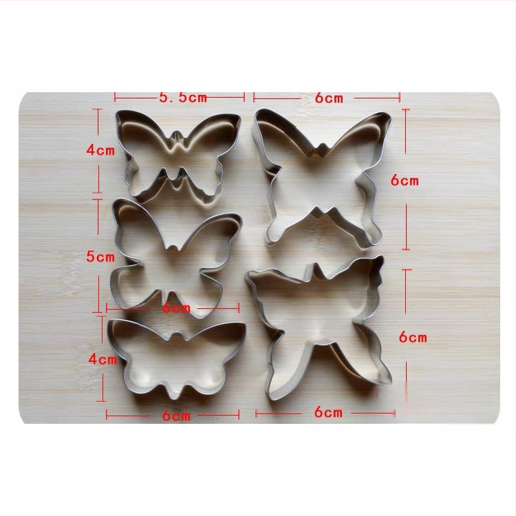 Пеперудени форми за сладки от неръждаема стомана, 5-частен набор (за сладки и плодове)