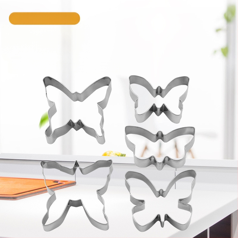 Пеперудени форми за сладки от неръждаема стомана, 5-частен набор (за сладки и плодове)