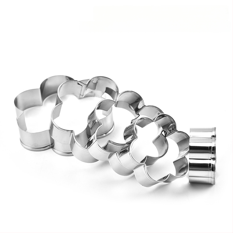 Комплект форми за печива от неръждаема стомана със шестоъгълно цвете, пет части, за печене на бисквити и торти