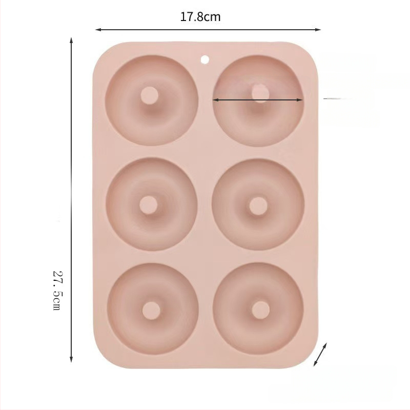 Silikonski kalup za donute s 6 rupa, za pečenje – pogodna za donute, kolače, žele i puding
