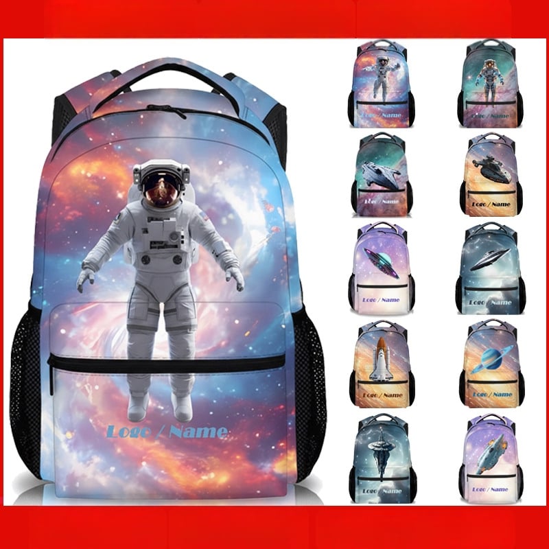 Rucsac unisex, cu temă spațială, din nylon, pentru elevi din învățământul primar, respirabil, impermeabil și cu protecție a coloanei vertebrale