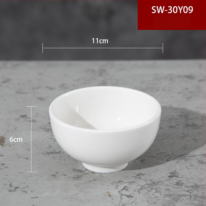 Bijela porcelanska zdjela za rižu za hotele i restorane, zdjela za kašu i juhu, okrugla, promjer 11–12 cm, glazirana